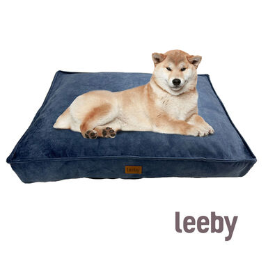 Leeby Colchão Impermeável com Capa Amovível Azul Marinho para cães